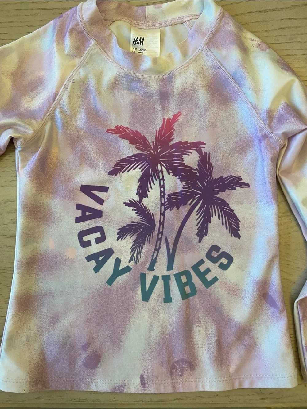 H&M Kids Purple Tie-Dye 'Vacay Vibes' Long-Sleeve Rash Guard Set